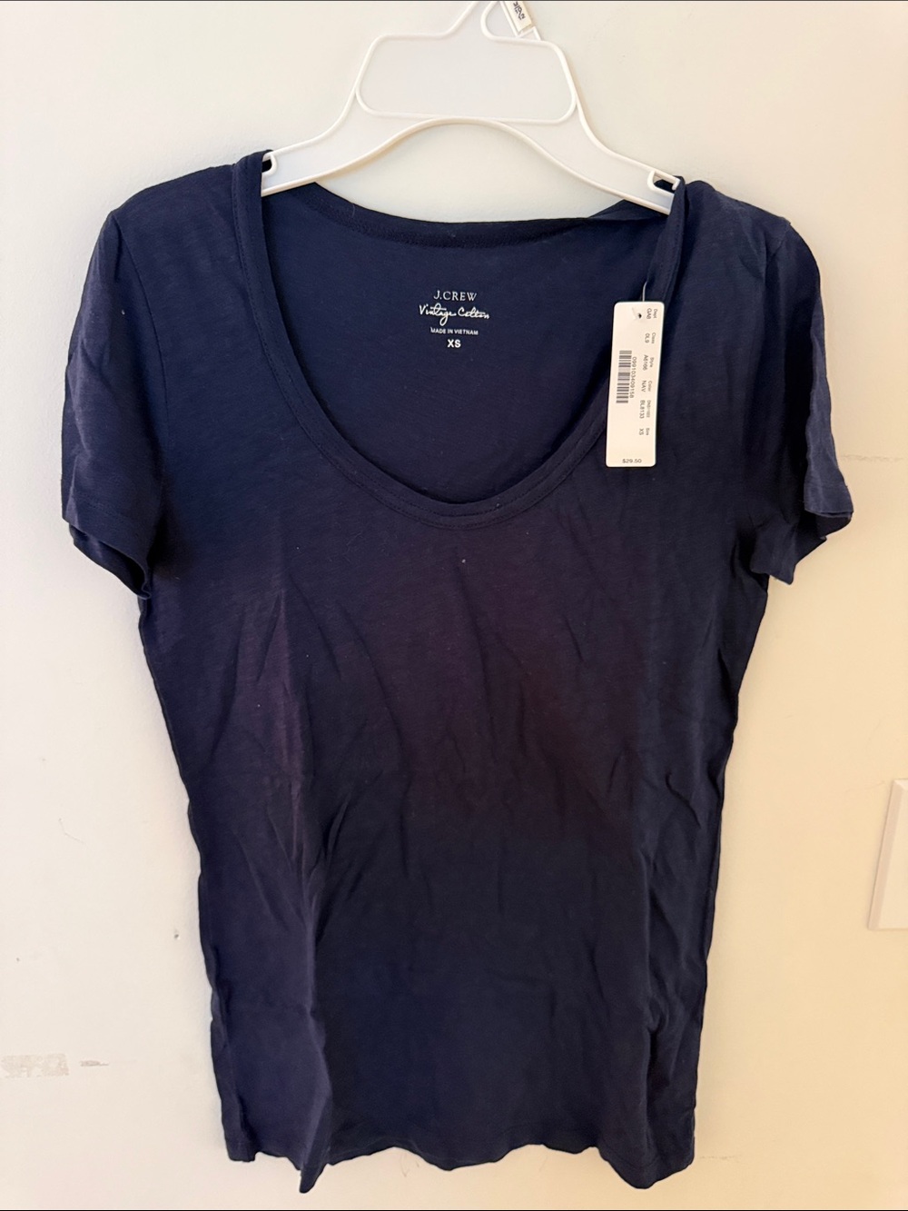 J. Crew NWT Vintage Cotton Deep Navy Scoop Neck Short Sleeve Tee